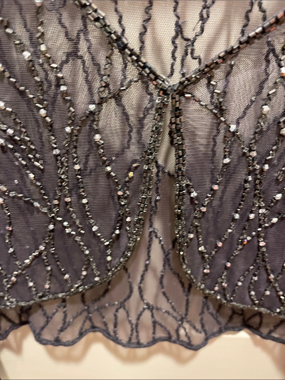 Adrianna Papell Gunmetal Beaded Mesh Bolero - Picture 5 of 5